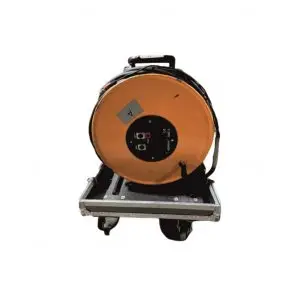 DMX XLR5 Pol 80m, 2xXLR5 (m) auf 2xXLR (f) + Schuko - Trommel