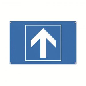 Bauzaunbanner PVC "Blau Pfeil grade oben"