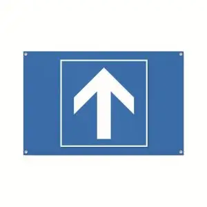 Bauzaunbanner PVC "Blau Pfeil grade oben"