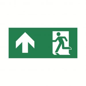 Bauzaunbanner PVC "Notausgang Pfeil grade oben"