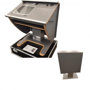 Motorisch höhenverstellbares Rednerpult mit Beleuchtung, Vorschaumonitor