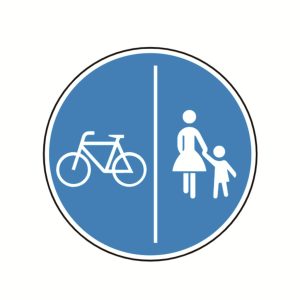 Schild "Getrennter Rad- und Gehweg, Radweg links", Ø 60cm, (241-30)