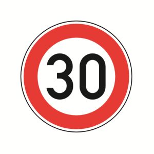 Schild "Zulässige Höchstgeschwindigkeit 30", Ø 60cm, (274-30)