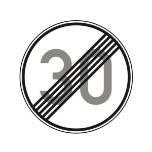 Schild "Ende der zulässige Höchstgeschwindigkeit 30", Ø 60cm, (278-30)