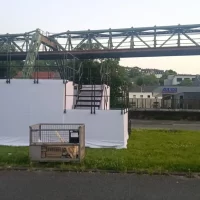 Moderatorenbühne Schwebebahnlauf