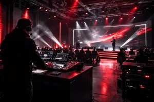 Veranstaltungstechnik mit Licht- und Tontechnik bei einer Veranstaltung in NRW